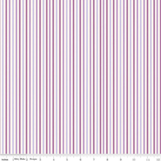 Stripes - Purple: Patchwork Stripes Purple fabric featuring purple and white striped pattern