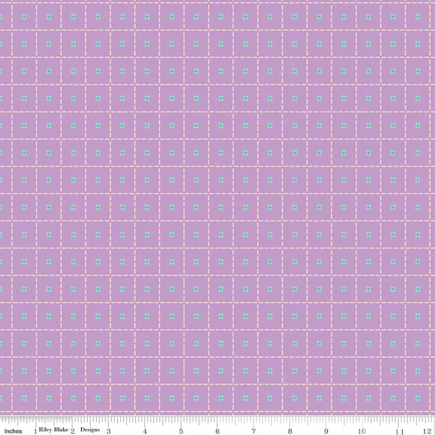 Stitches - Purple: Patchwork Stitches Purple fabric featuring quilting stitch motifs on purple background