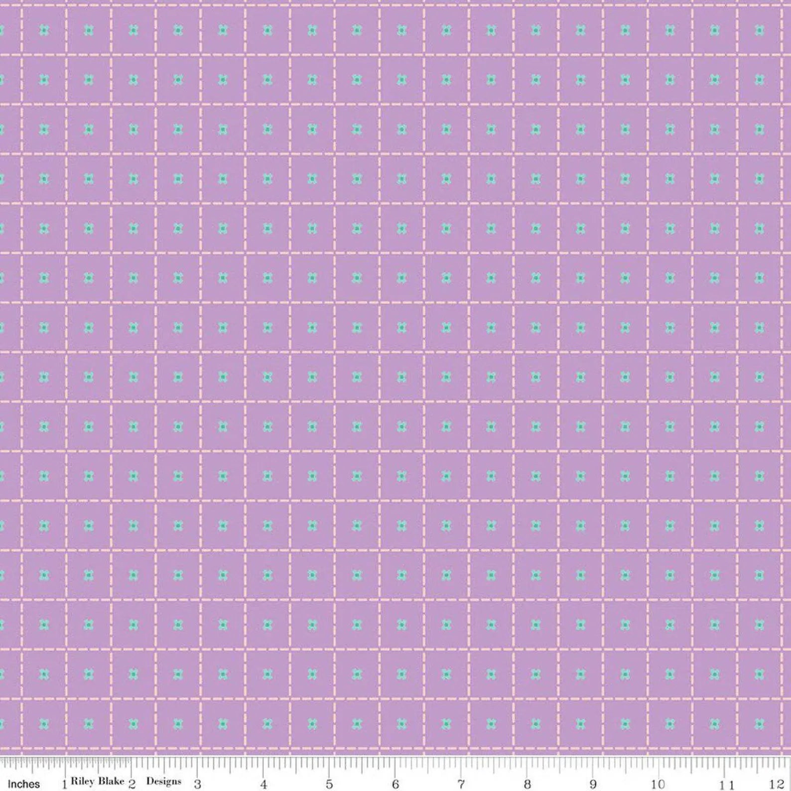 Patchwork Stitches Purple fabric featuring quilting stitch motifs on purple background