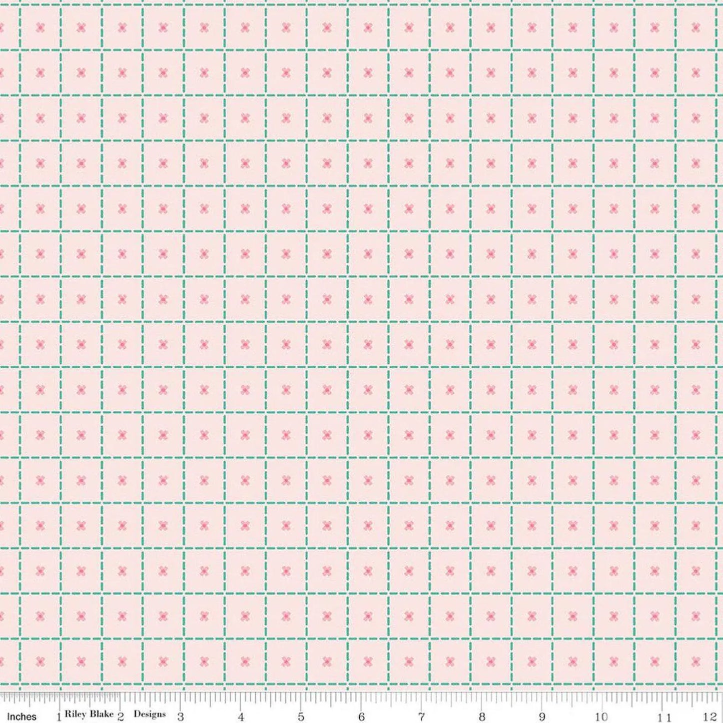 Stitches - Latte: Patchwork Stitches Latte fabric featuring quilting stitch motifs on warm latte background
