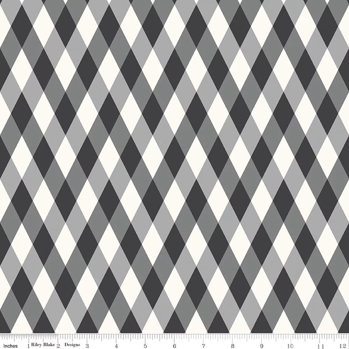 Fabric with black, gray, and white diamond pattern