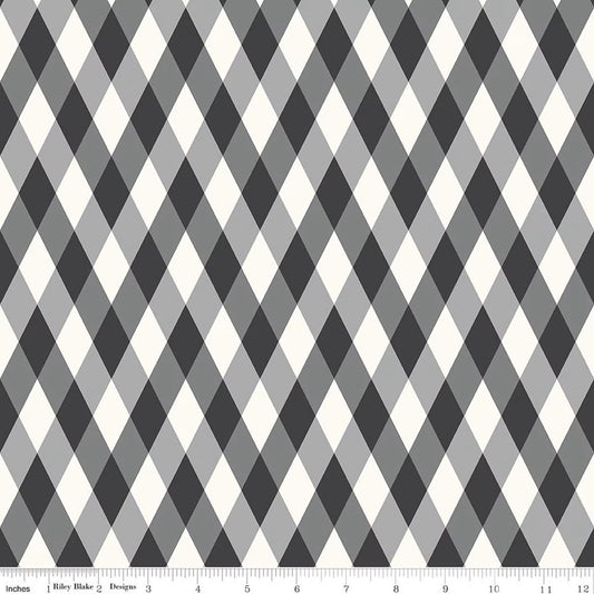 Fabric with black, gray, and white diamond pattern