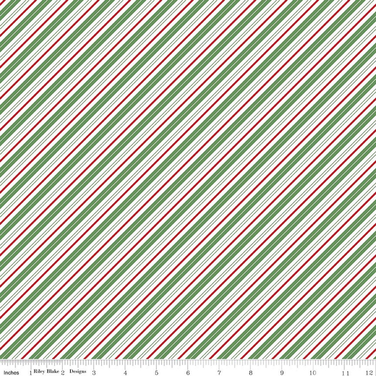 Multi-colour Candy Cane Stripes quilting cotton from Claus & Co. by Melissa Mortenson for Riley Blake Designs

