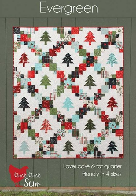Evergreen quilt kit front by Cluck Cluck Sew — throw size 60"×72" featuring Snowbound by FIGO Studios
