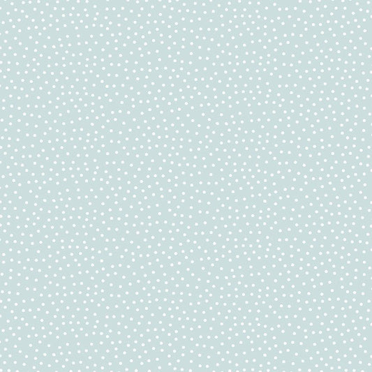 Pattern of small white polka dots on a light blue background