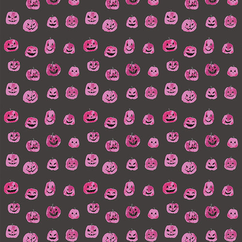 Gourd Parade from Enshadow by Katrina Rocella — purple and pink jack-o'-lantern gourd print quilting cotton