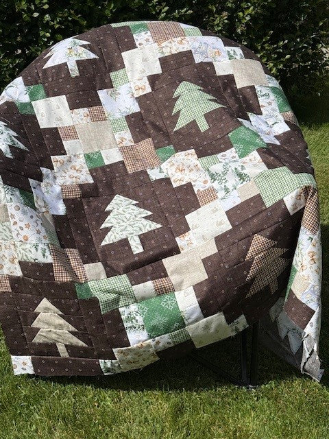 Evergreen quilt kit featuring Snowbound by FIGO Studios — festive holiday throw quilt 60"×72"
