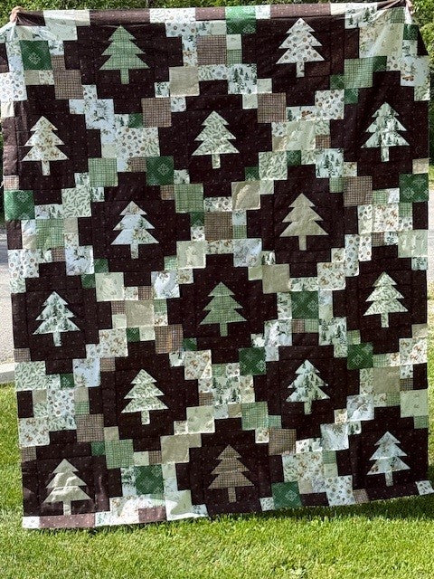 Evergreen quilt kit featuring Snowbound by FIGO Studios — festive holiday throw quilt 60"×72"
