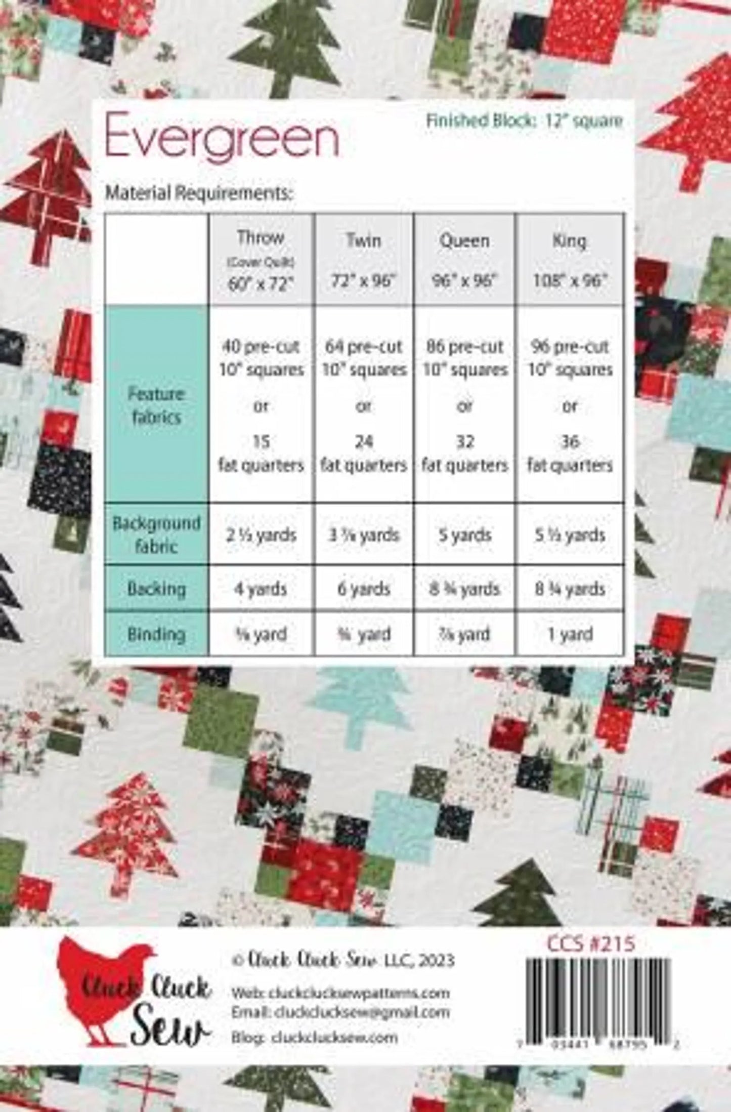 Evergreen Quilt kit featuring Snowbound by FIGO Studios  Throw Size 60"X72"