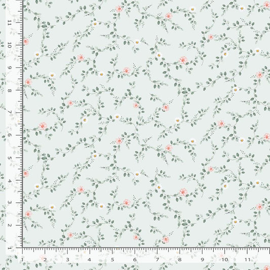 Timeless Treasures Till the Cows Come Home - Tiny Floral Vines - Blue