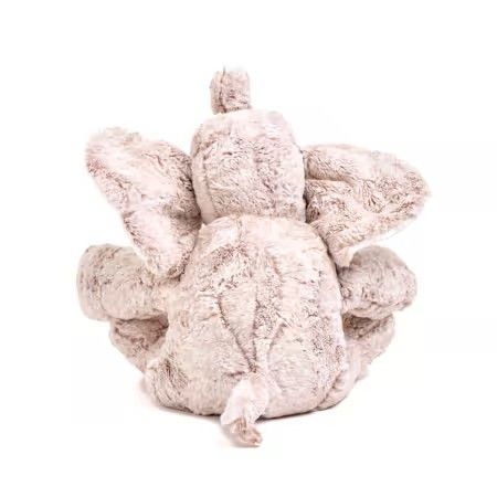 Back view of Harper the Elephant in Quartz pale pink textured plush with large ears and a small tail.
