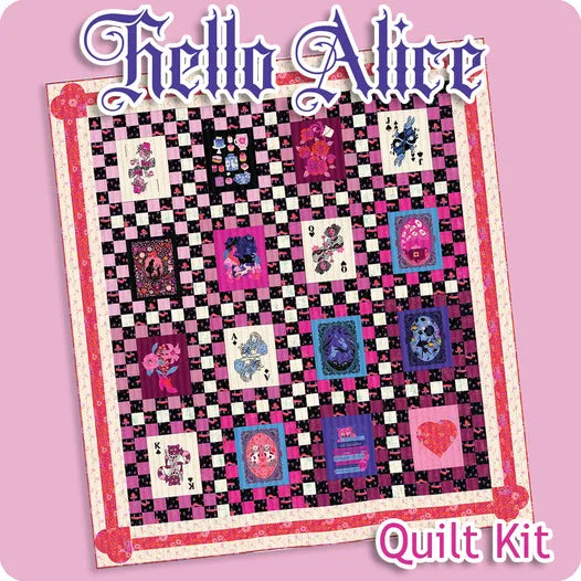 Hello Alice quilt kit featuring whimsical Alice in Wonderland inspired fabrics by Sarah Watts for Ruby Star Society


