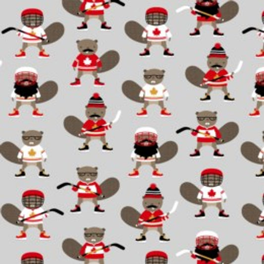 Proudly Canadian Red Pine Designs Hockey Beavers Gray