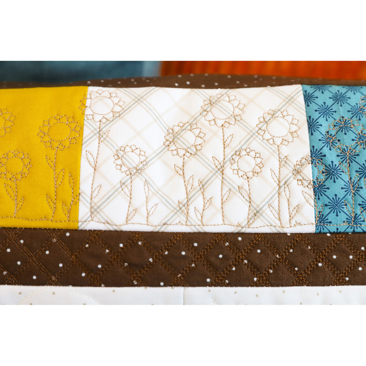 Autumn Acres bench pillow machine embroidery by Kimberbell — finished project, cozy fall décor
