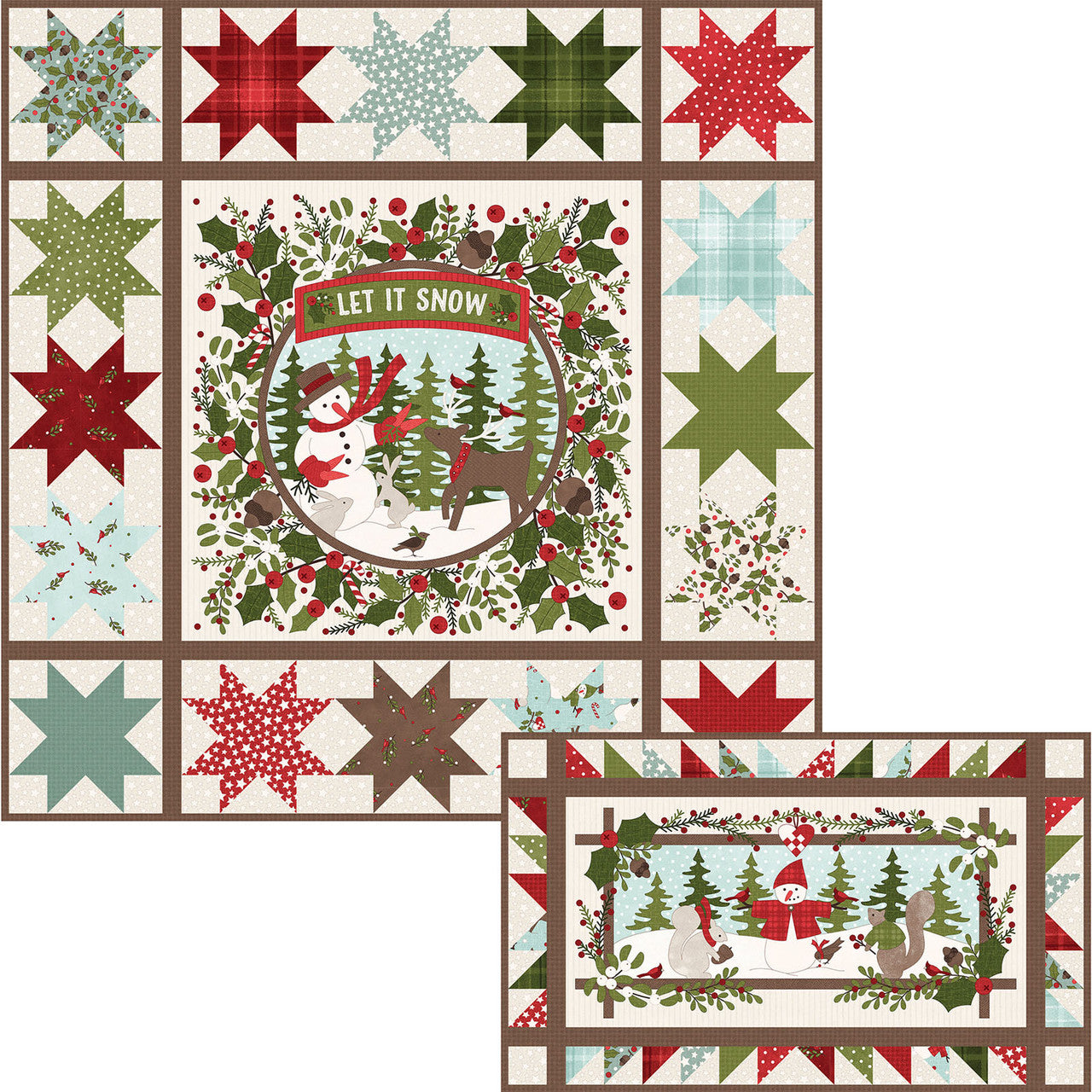 Snowtop Mountain Flannel table runner and wall hanging kit by Bonnie Sullivan for Riley Blake — winter flannel sewing kit
