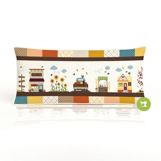 Kimberbell Autumn Acres bench pillow fabric kit — warm autumn cotton fabrics for machine embroidery, 16x38"
