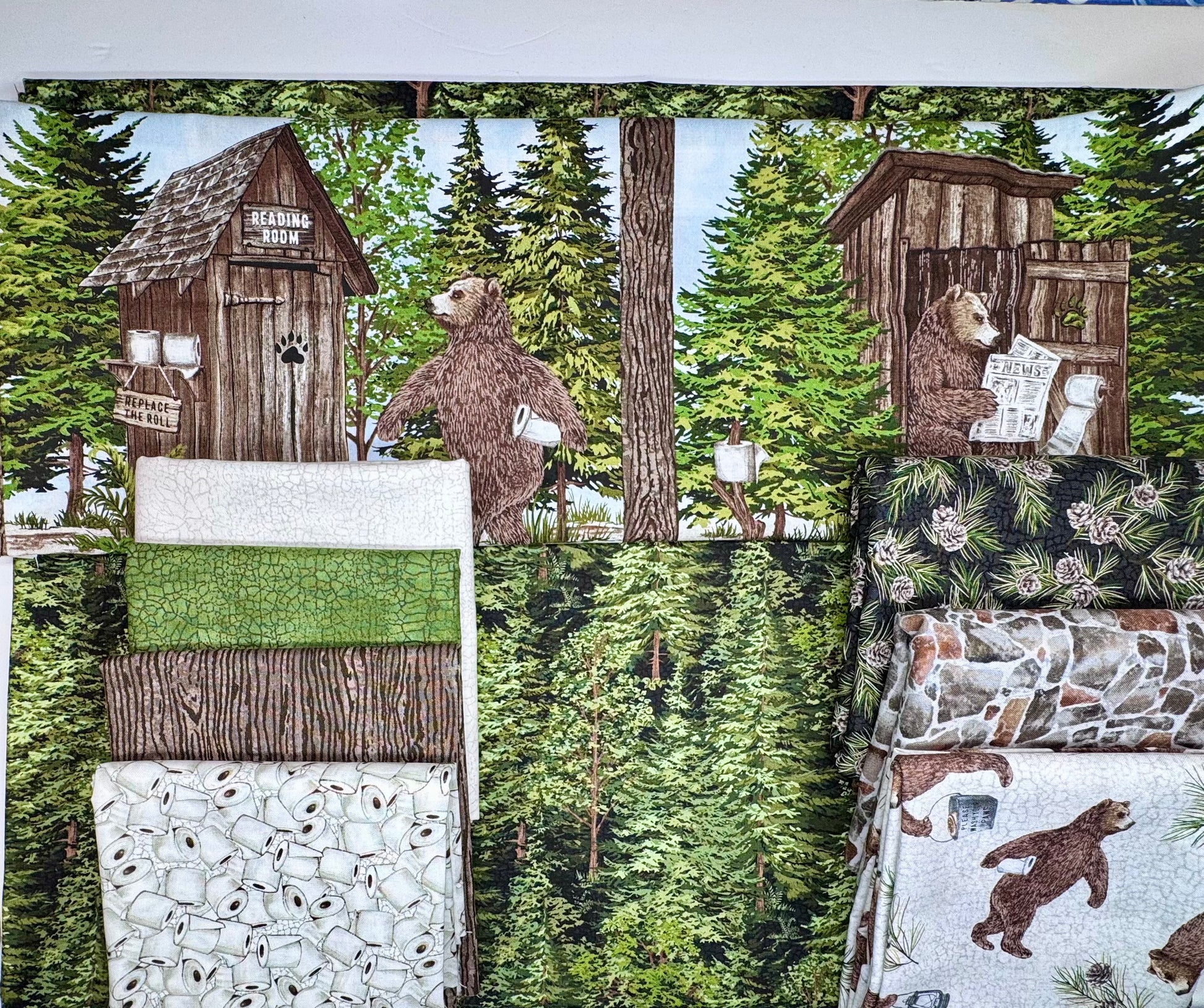 (Kit with tree border): Insights quilt kit with tree border featuring Bear Necessities fabric collection by Deborah Edwards for Northcott