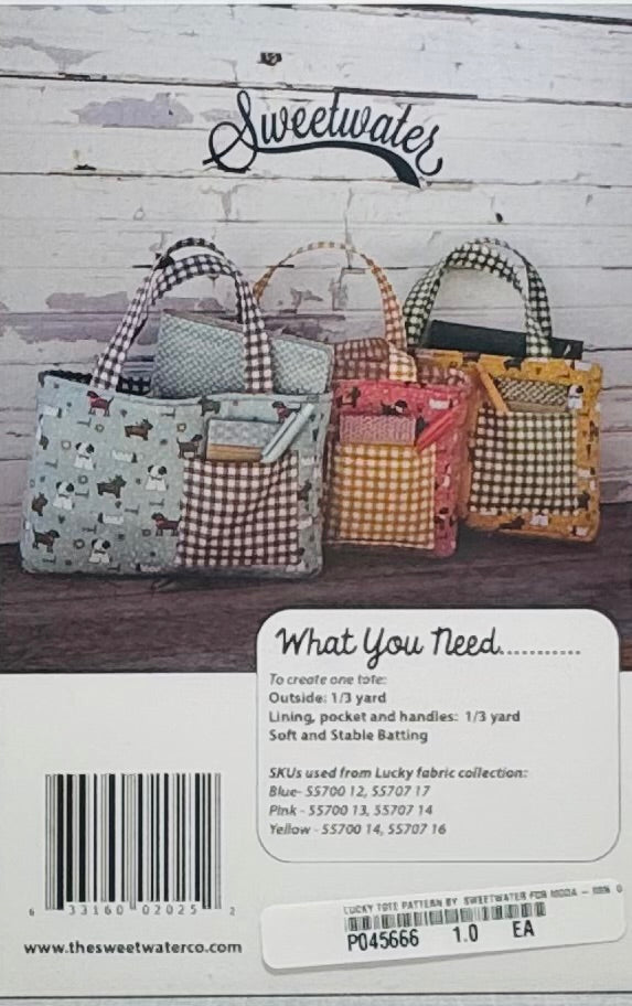  Back view of Lucky Tote bag showing construction and design details