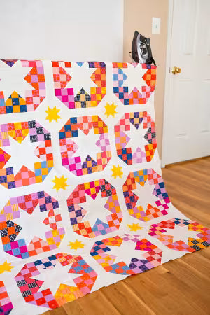 Disco Stars quilt pattern details showing precut-friendly patchwork construction and modern classic design by Modernly Morgan

