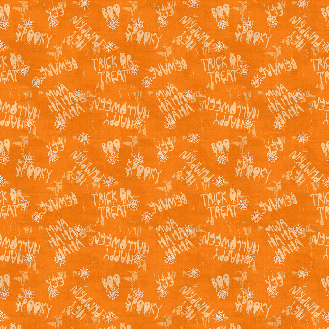 Halloween Spooky Words in Orange from Hall of Fame by Paintbrush Studios — bold orange typography Halloween quilting cotton
