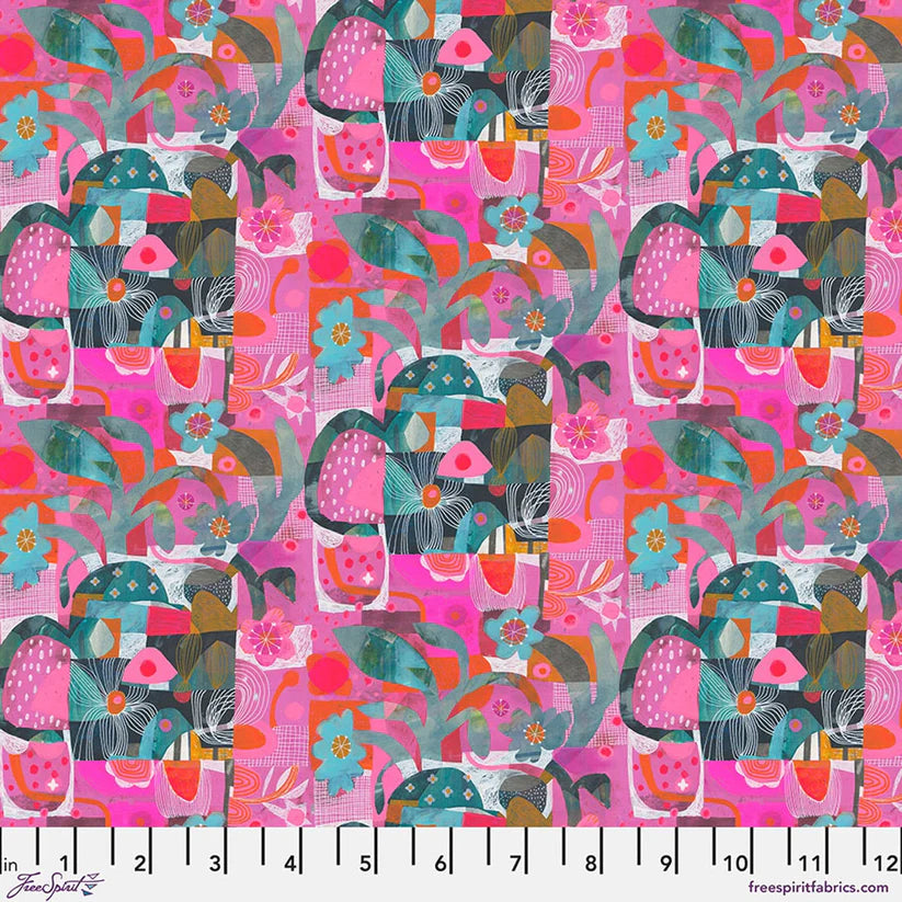 Colori Blocks Pink quilting fabric by Este Macleod for FreeSpirit Fabrics – geometric block print in vibrant pink, 100% cotton, 43/44 inches wide

