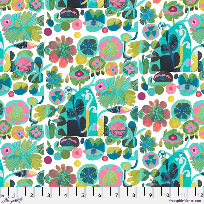 Colori Lemon Blue quilting fabric by Este Macleod for FreeSpirit Fabrics – cheerful lemon yellow and blue print, 100% cotton, 43/44 inches wide
