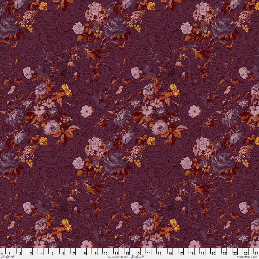 Enrapture Vining Cabernet quilting fabric by Giucy Giuce for FreeSpirit showing botanical vine pattern with roses in deep cabernet wine tones

The alt text saves automatically when you click