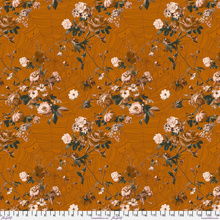 Enrapture Vining Spice quilting fabric by Giucy Giuce for FreeSpirit showing botanical vine pattern with roses in warm burnt orange and spice tones

To add it: