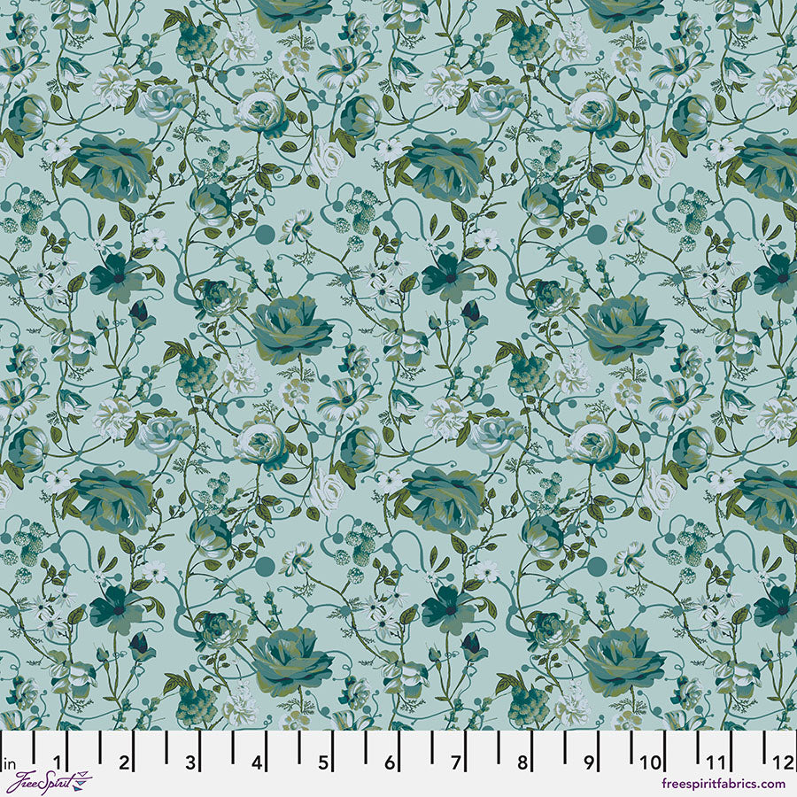 Enrapture Entwined Winterberry quilting fabric by Giucy Giuce for FreeSpirit showing intertwined pattern in deep winterberry tones