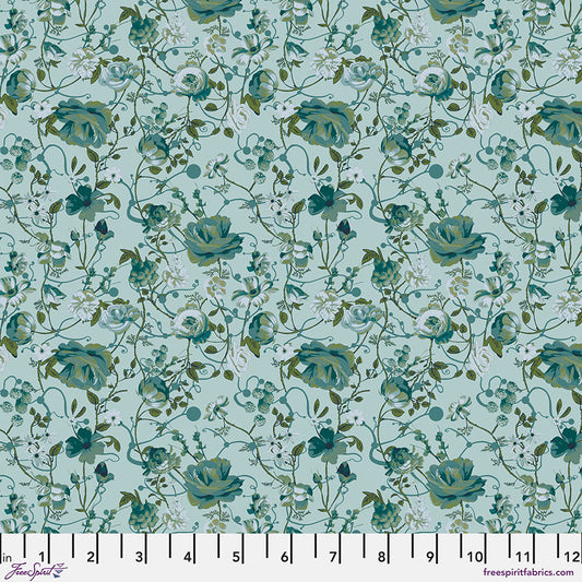 Enrapture Entwined Winterberry quilting fabric by Giucy Giuce for FreeSpirit showing intertwined pattern in deep winterberry tones