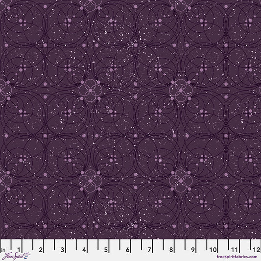 Enrapture Flourish Amethyst quilting fabric by Giucy Giuce for FreeSpirit showing ornate floral pattern in purple amethyst tones