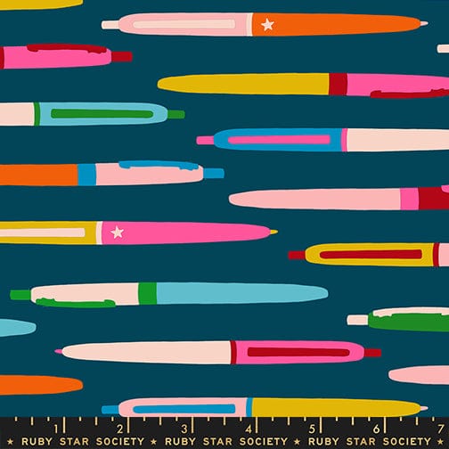 Trinketry pens print fabric in galaxy by Melody Miller for Ruby Star Society - 100% cotton quilting fabric 43/44 inches wide