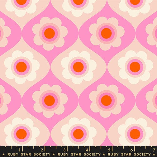 Trinketry floral print fabric in flamingo by Melody Miller for Ruby Star Society - 100% cotton quilting fabric
