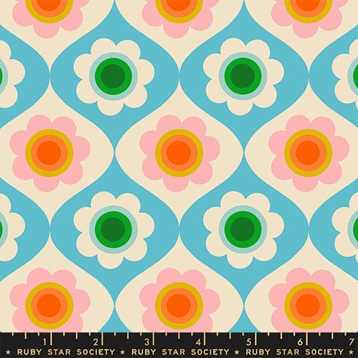 Trinketry floral print fabric in turquoise by Melody Miller for Ruby Star Society - 100% cotton quilting fabric 43/44 inches wide
