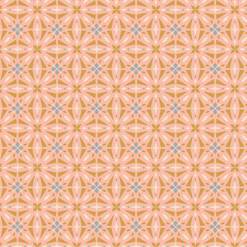 Patterned fabric with geometric design in pink and brown tones