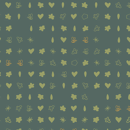 Pattern of small green shapes on a green background