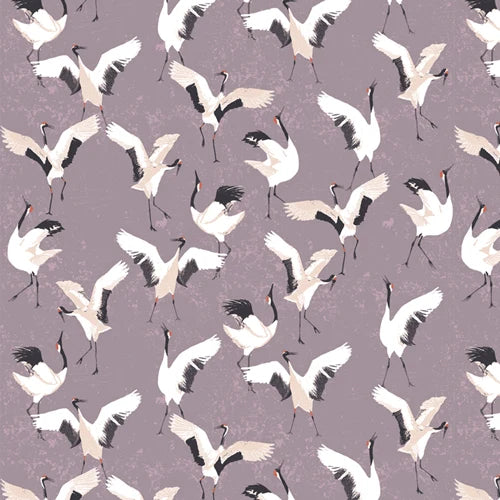 Dancing Cranes Mineral fabric from Soar by Katarina Roccella for Art Gallery Fabrics
