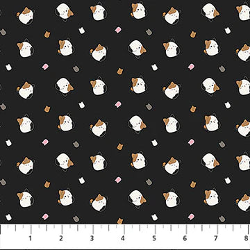 Squishmallows Cat Toss Black quilting fabric by Northcott Fabrics, 100% cotton 43/44 inch wide