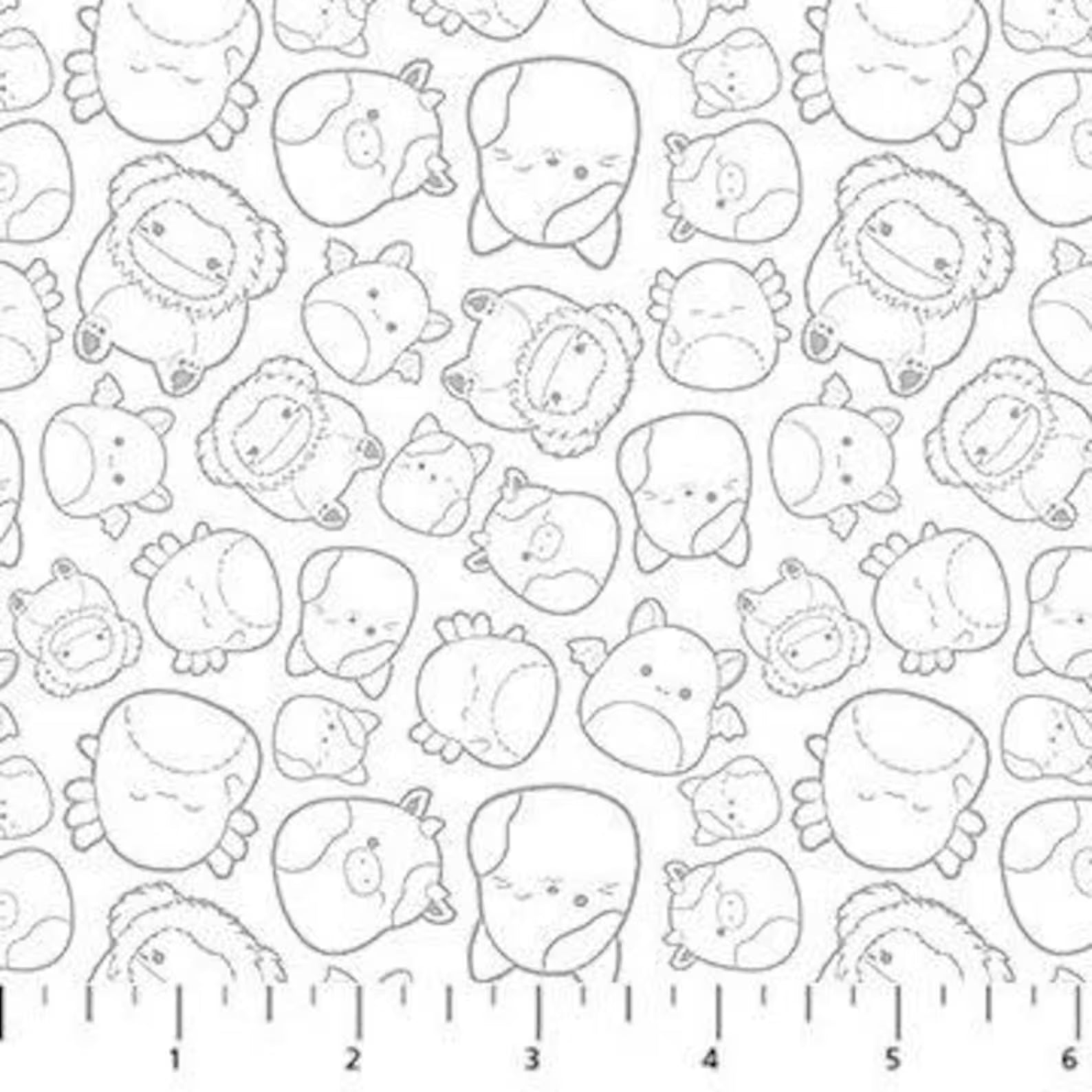 Squishmallows Line Drawn White quilting fabric by Northcott Fabrics, 100% cotton 43/44 inch wide