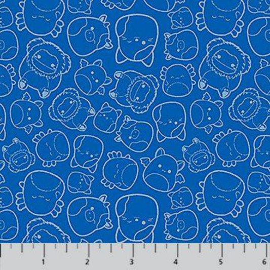 Squishmallows Line Drawn Blue quilting fabric by Northcott Fabrics, 100% cotton 43/44 inch wide