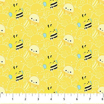 Squishmallows Squad Yellow quilting fabric by Northcott Fabrics, 100% cotton 43/44 inch wide