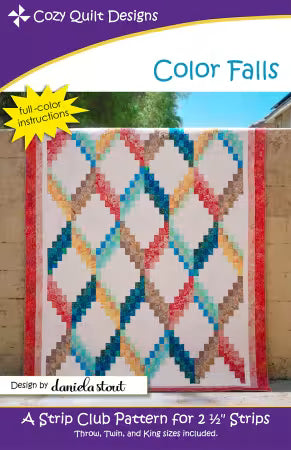Color Falls bargello quilt pattern by Daniela Stout for Cozy Quilt Designs showing stunning waterfall effect using 2.5 inch strips
