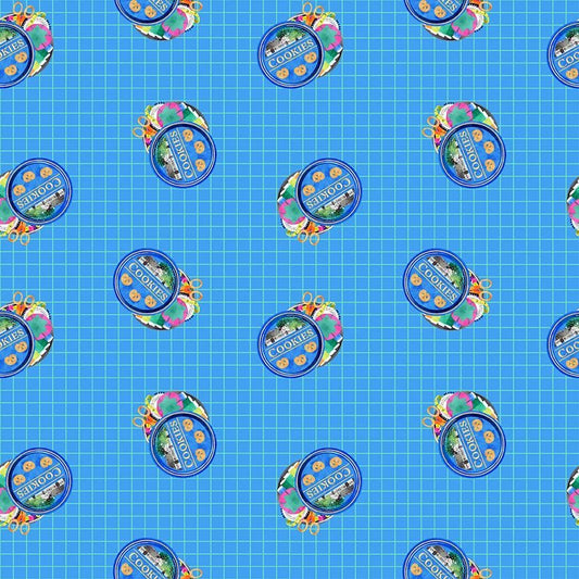 Dear Stella Quilty Helpurrs Oceanic fabric by Pammie Jane - blue with cookies and sewing notions print on quilting cotton