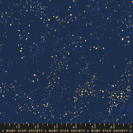 Speckled Navy quilting fabric by Rashida Coleman Hale for Ruby Star Society – paint-splatter blender in navy, 100% cotton, 43/44 inches wide

