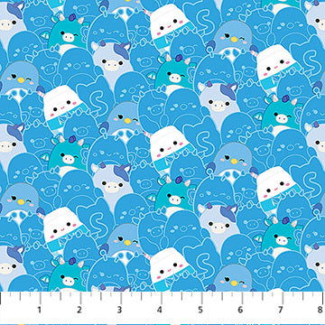 Squishmallows Squad Light Blue quilting fabric by Northcott Fabrics, 100% cotton 43/44 inch wide