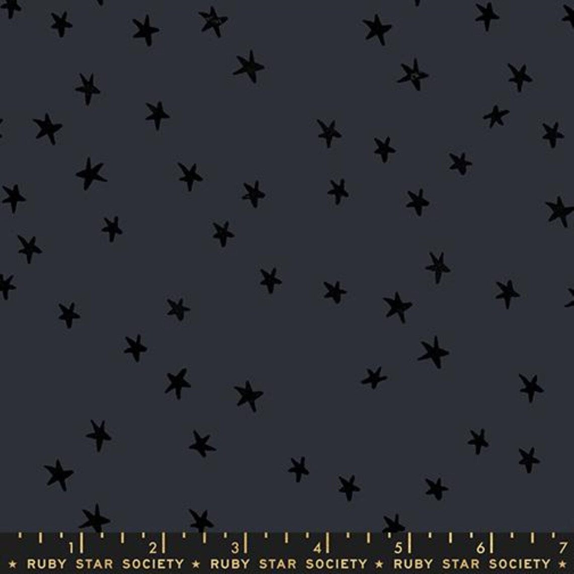 Starry Charcoal quilting fabric by Alexia Marcelle Abegg for Ruby Star Society – allover star print in charcoal, 100% cotton, 43/44 inches wide
