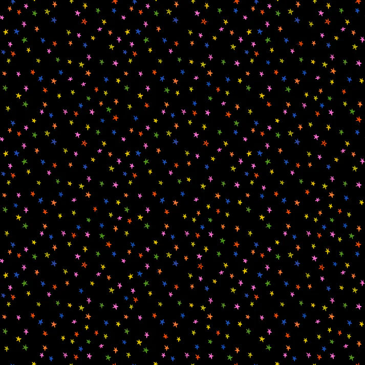 Mini Starry Vivid Rainbow quilting fabric by Alexia Marcelle Abegg for Ruby Star Society – small-scale allover star print in vivid rainbow colours, 100% cotton, 43/44 inches wide
