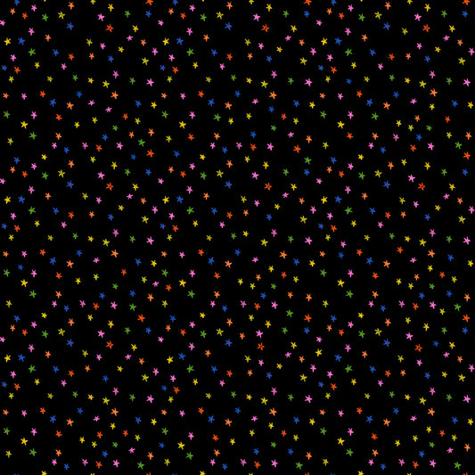 Mini Starry Vivid Rainbow quilting fabric by Alexia Marcelle Abegg for Ruby Star Society – small-scale allover star print in vivid rainbow colours, 100% cotton, 43/44 inches wide
