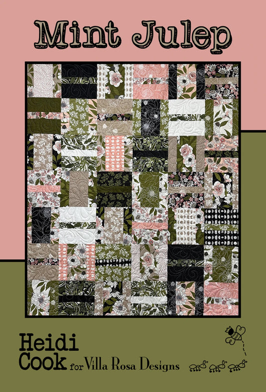 Mint Julep quilt pattern 51 x 60 inches showing layer cake friendly design using 10 inch squares by Villa Rosa Designs
