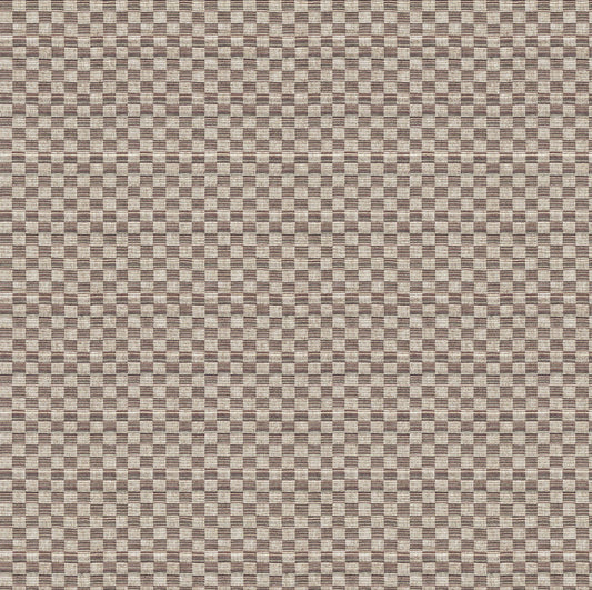 Checkered pattern fabric swatch in brown and beige